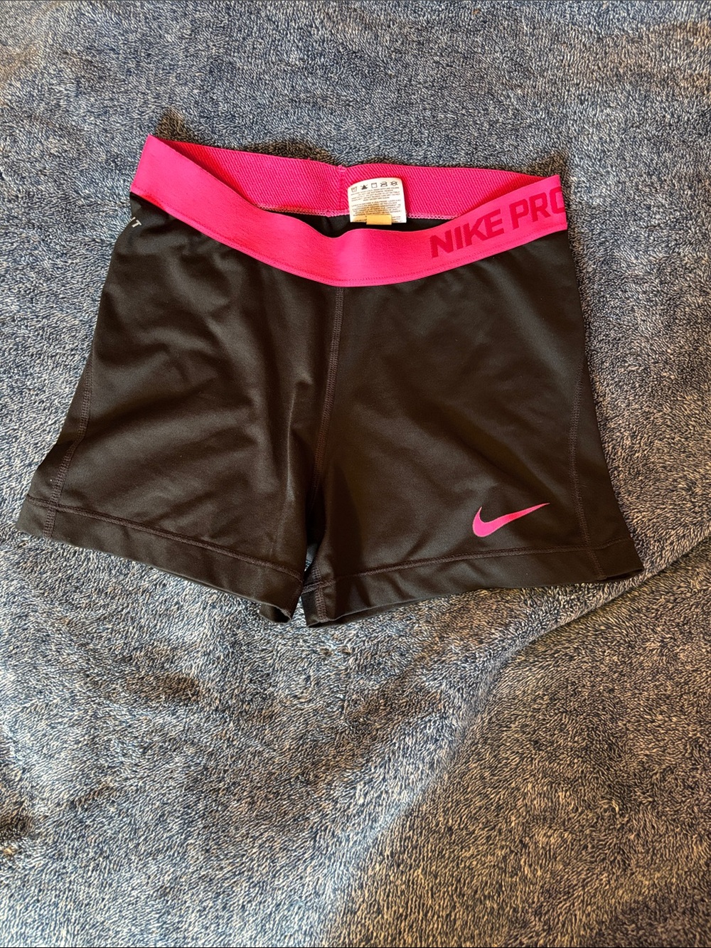 Nike Women's Black Bike Shorts with Pink Waistband
